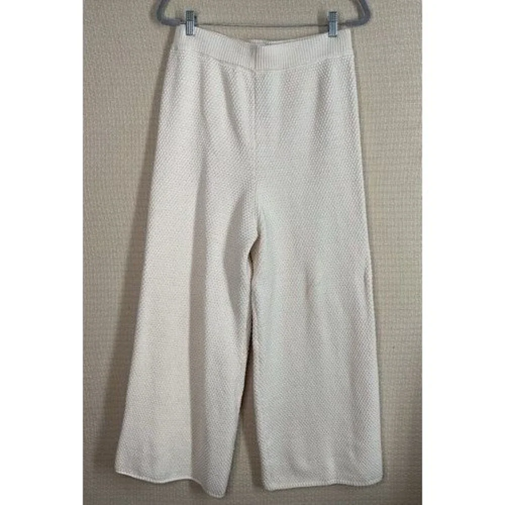 NWT Sincerely Jules Waffle Knit Pull On Wide Leg‎ Pants Women Size XL Cream